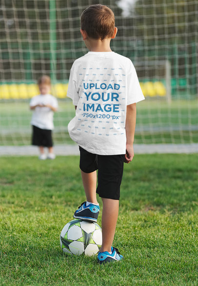 T-Shirt Mockup of a Little Boy Playing Soccer 35679-r-el2