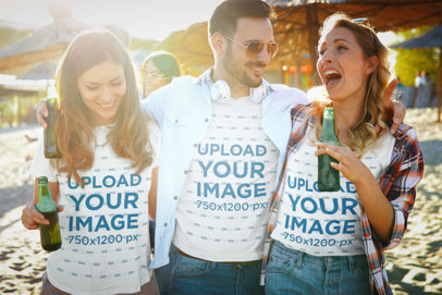 T-Shirt and Tank Top Mockup Featuring Three Friends Having Fun 41088-r-el2