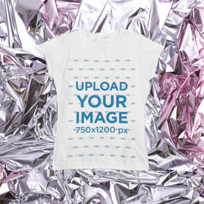 Mockup of a T-Shirt Placed over a Foil Surface m1166