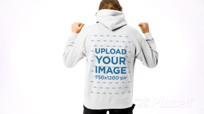 Back-View Video of a Long-Haired Man Pointing at His Hoodie