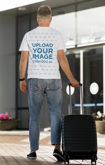 Back-View T-Shirt Mockup of a Man Traveling 41753-r-el2