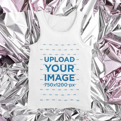 Tank Top Mockup Featuring a Shiny Texture in the Background M1161