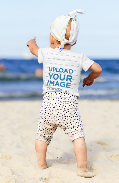 Back-View T-Shirt Mockup of a Little Kid at a Beach 40206-r-el2