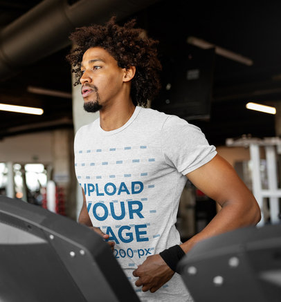Activewear Mockup of a Man Wearing a Heather T-Shirt at the Gym