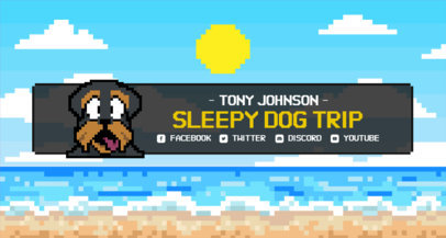 Twitch Banner Maker Featuring an 8-Bit Background and a Dog Clipart 