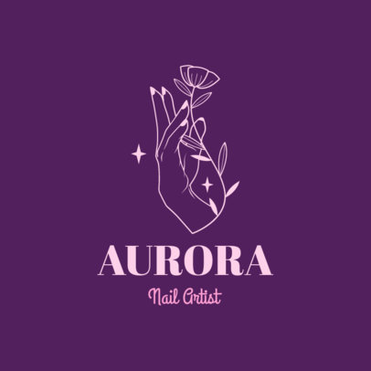 Illustrated Logo Maker for a Nail Artist Featuring a Hand Holding a Flower