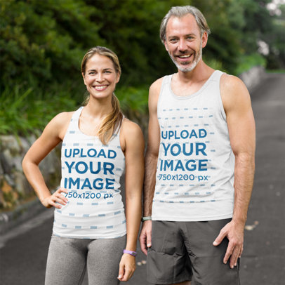 Tank Top Mockup of a Man and a Woman Training Together 44794-r-el2