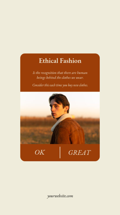 Instagram Story Generator Featuring an Ethical Fashion Quote and a Reminder