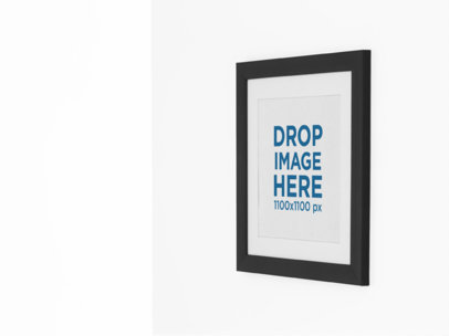 Square Framed Art Print Mockup on a Wall