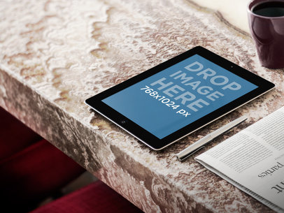 Apple iPad Portrait On Marble Table