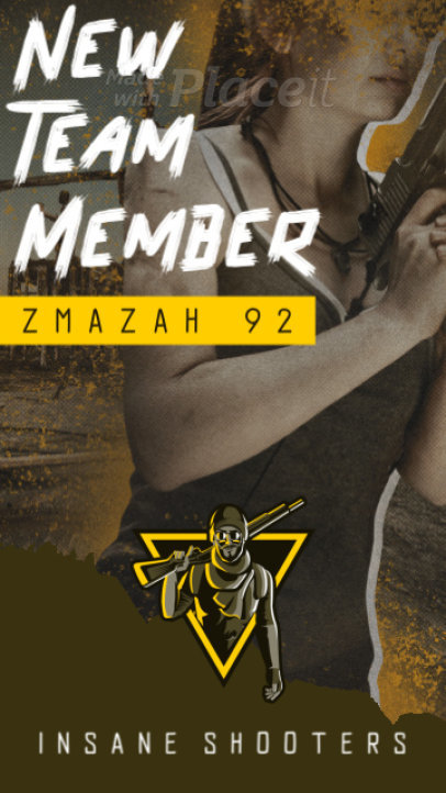 Instagram Story Video Maker for a Gaming Team with a Shooter Character