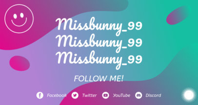 Twitch Banner Template Featuring a Liquid Background and a Smiley Icon