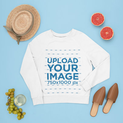 Mockup of a Crewneck Sweatshirt Surrounded by Fruits and Summer Accessories m1650