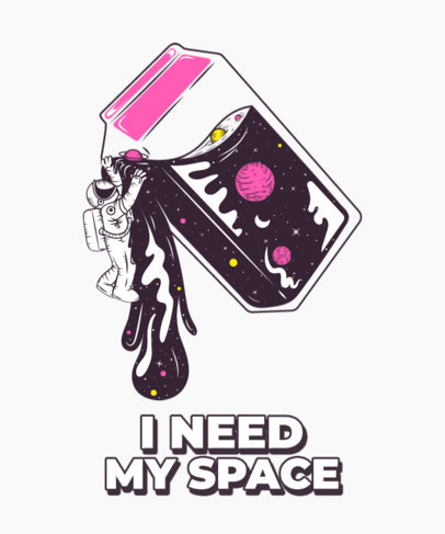 T-Shirt Design Template with Surrealistic Illustrations of Astronauts