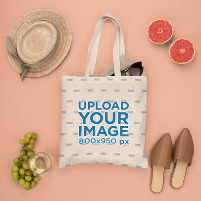 Tote Bag Mockup Featuring Summer Season Fruits m1648
