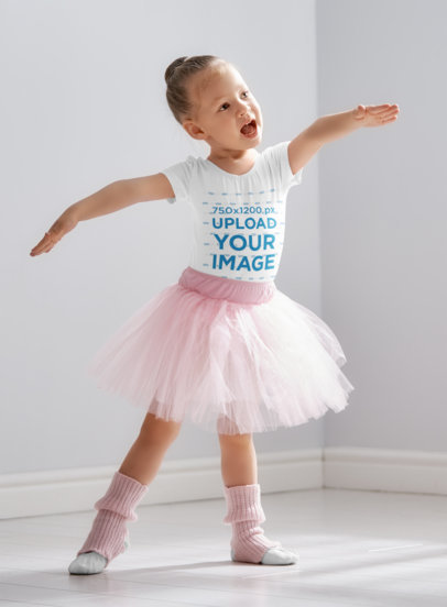 T-Shirt Mockup Featuring a Little Ballerina