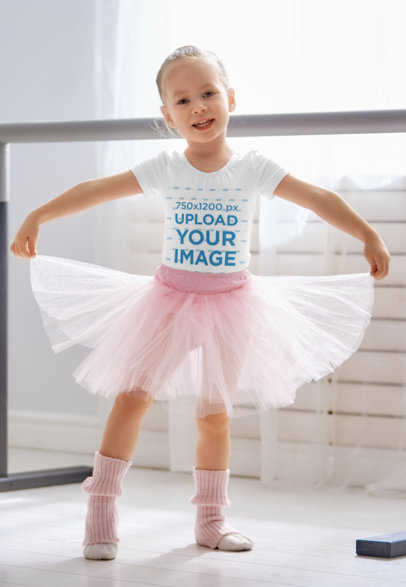 T-Shirt Mockup of a Little Ballerina with a Tutu