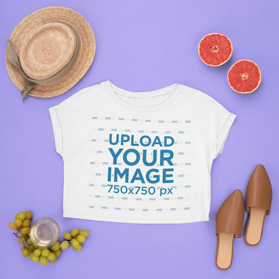 Crop Top Mockup Featuring Summer Accessories and Fruits 