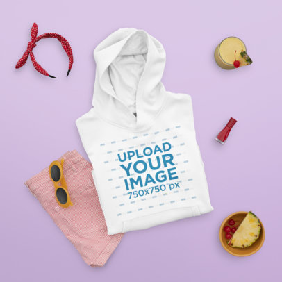 Hoodie Mockup Featuring a Pin-Up-Styled Outfit