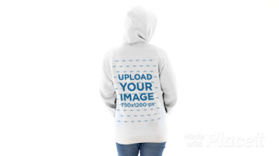 Back-View Hoodie Video of a Woman at a Minimalist Setting
