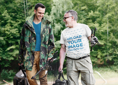 T-Shirt Mockup of Two Men Gone Fishing