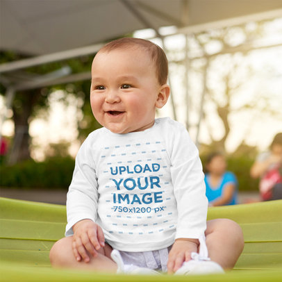Long Sleeve Tee Mockup of a Baby Boy at a Park 42302-r-el2