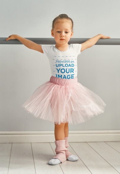 T-Shirt Mockup of a Focused Little Girl at Her Ballet Class