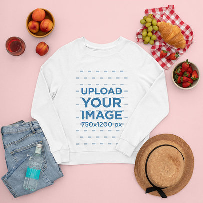 Sweatshirt Mockup Featuring Picnic Food m1665