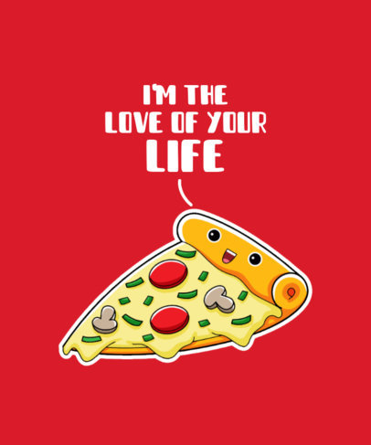T-Shirt Design Template for Foodies Featuring a Cartoonish Pizza Slice 