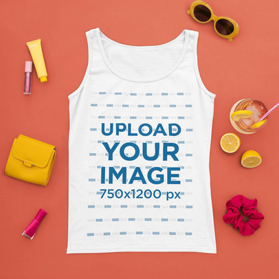 Mockup of a Tank Top with Fun Summer Items