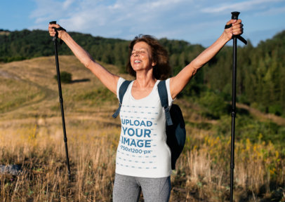 T-Shirt Mockup of a Woman Celebrating a Hiking Milestone 40712-r-el2