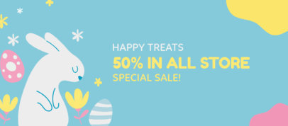 Facebook Cover Template for a Special Sale Featuring Easter Eggs and a Bunny 3388g