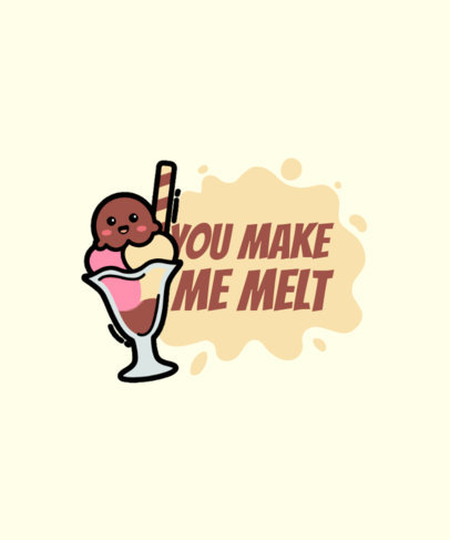 Food T-Shirt Design Template Featuring a Kawaii Ice Cream Icon