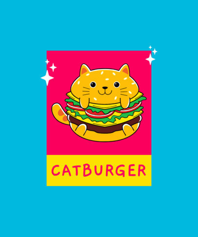 T-Shirt Design Maker Featuring a Cute Cat Burger Cartoon 