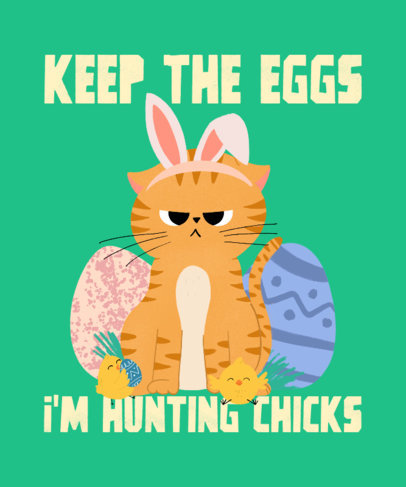 Illustrated T-Shirt Design Maker Featuring a Cat in an Easter Party