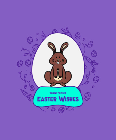 T-Shirt Design Template for Children Featuring a Happy Easter Bunny Illustration