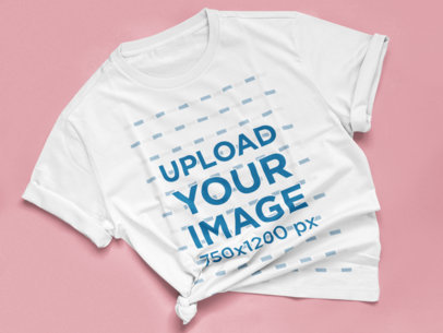 Mockup of a Knotted Tee Lying on a Flat Surface