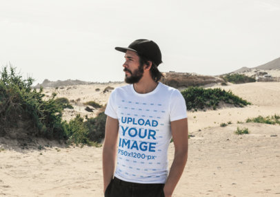 Mockup of a Bearded Man Wearing a T-Shirt Outdoors 45768-r-el2