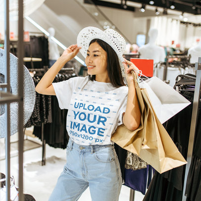 T-Shirt Mockup of a Shopping Fashionista 44389-r-el2