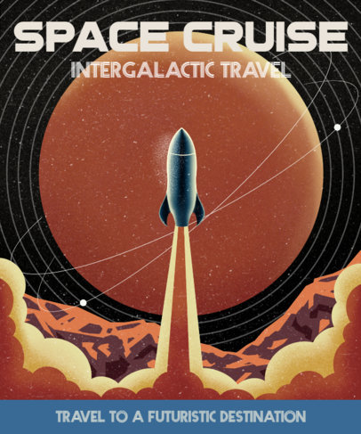 T-Shirt Design Template with a Retro Space Cruise Illustration