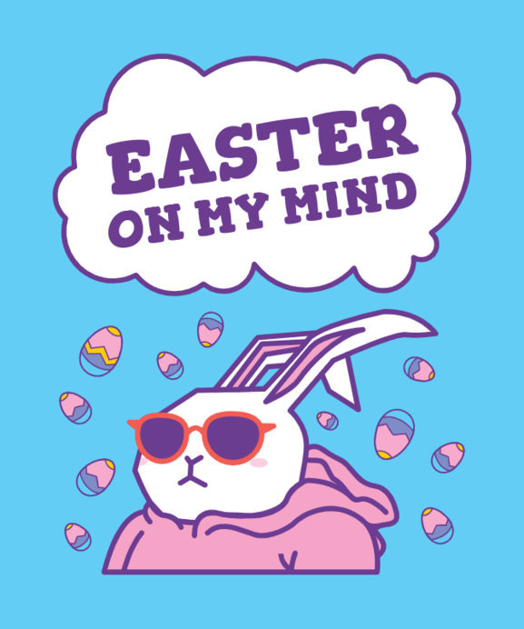 Children's T-Shirt Design Template Featuring a Cool Easter Bunny