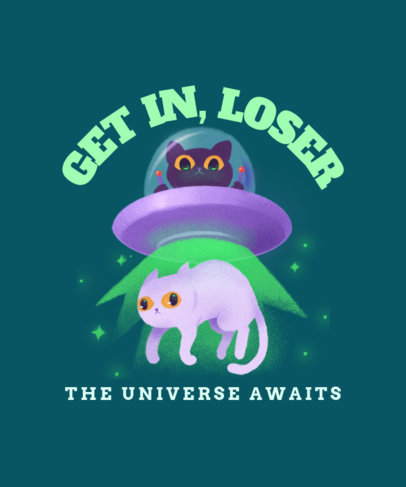 Funny T-Shirt Design Maker Featuring Alien Cats 