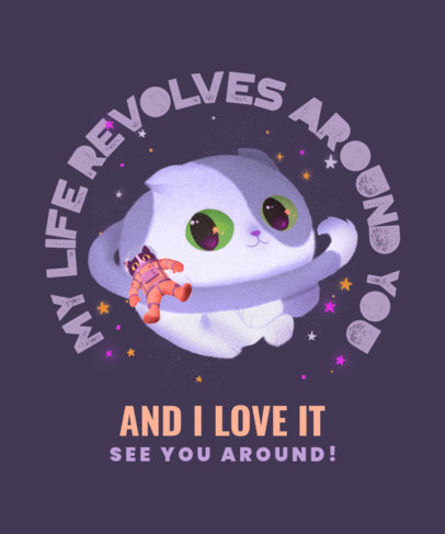 Space T-Shirt Design Template with an Illustration of a Cat 
