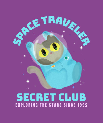Pets T-Shirt Design Maker Featuring a Cat Traveling Through Space 