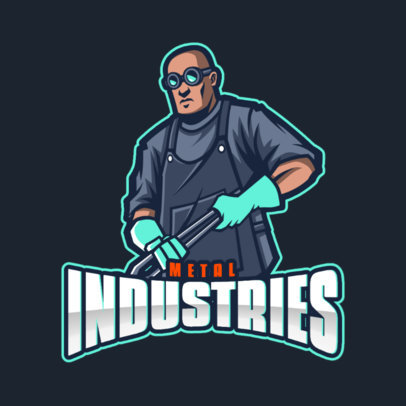 Illustrated Logo Template Featuring an Industrial Worker