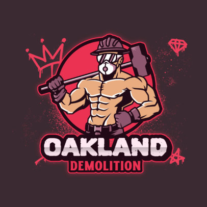 Logo Maker for a Sports Team Featuring an Illustration of a Man With a Mallet