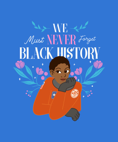 Illustrated T-Shirt Design Template with Important Figures for Black History Month 3410