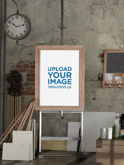 Mockup of an Art Print Placed by a Distressed Wall