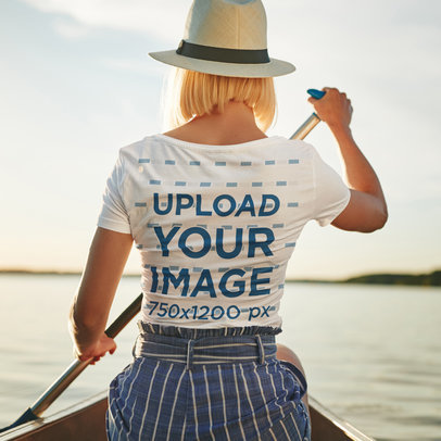 Back-View Mockup of a Woman on a Rowing Boat 41245-r-el2