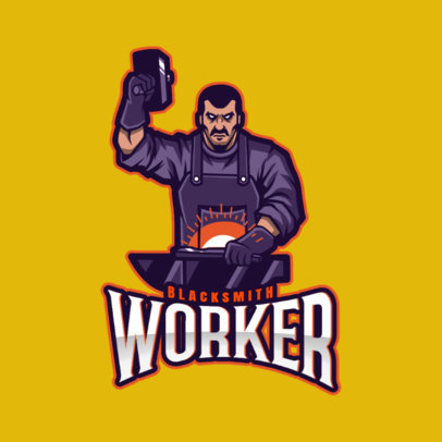 Logo Template Featuring a Graphic of a Man Forging Steel